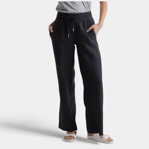 QUINCE 100% LINEN EUROPEAN PANTS BLACK LINEN WIDE LEG DRAWSTRING PANTS MEDIUM